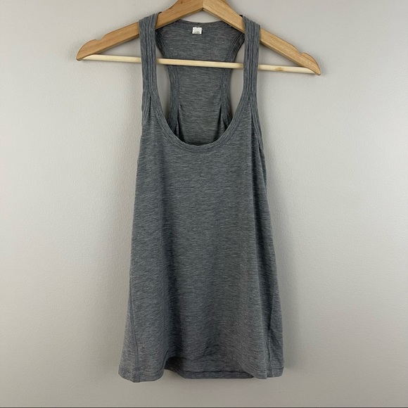LULULEMON Mini Stripe Hearthered Arctic Grey White Yogi Racerback IV Tank Top - Picture 4 of 13